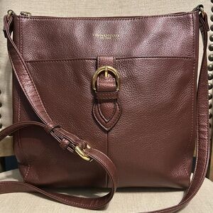 Tignanello Leather Crossbody Bag in Metallic Maroon